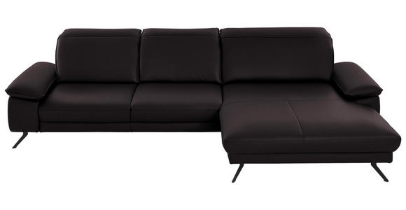 ECKSOFA Rivello in Echtleder Dunkelbraun  328/193 cm  - Dunkelbraun/Schwarz, Design, Leder/Metall (328/193cm) - Dieter Knoll