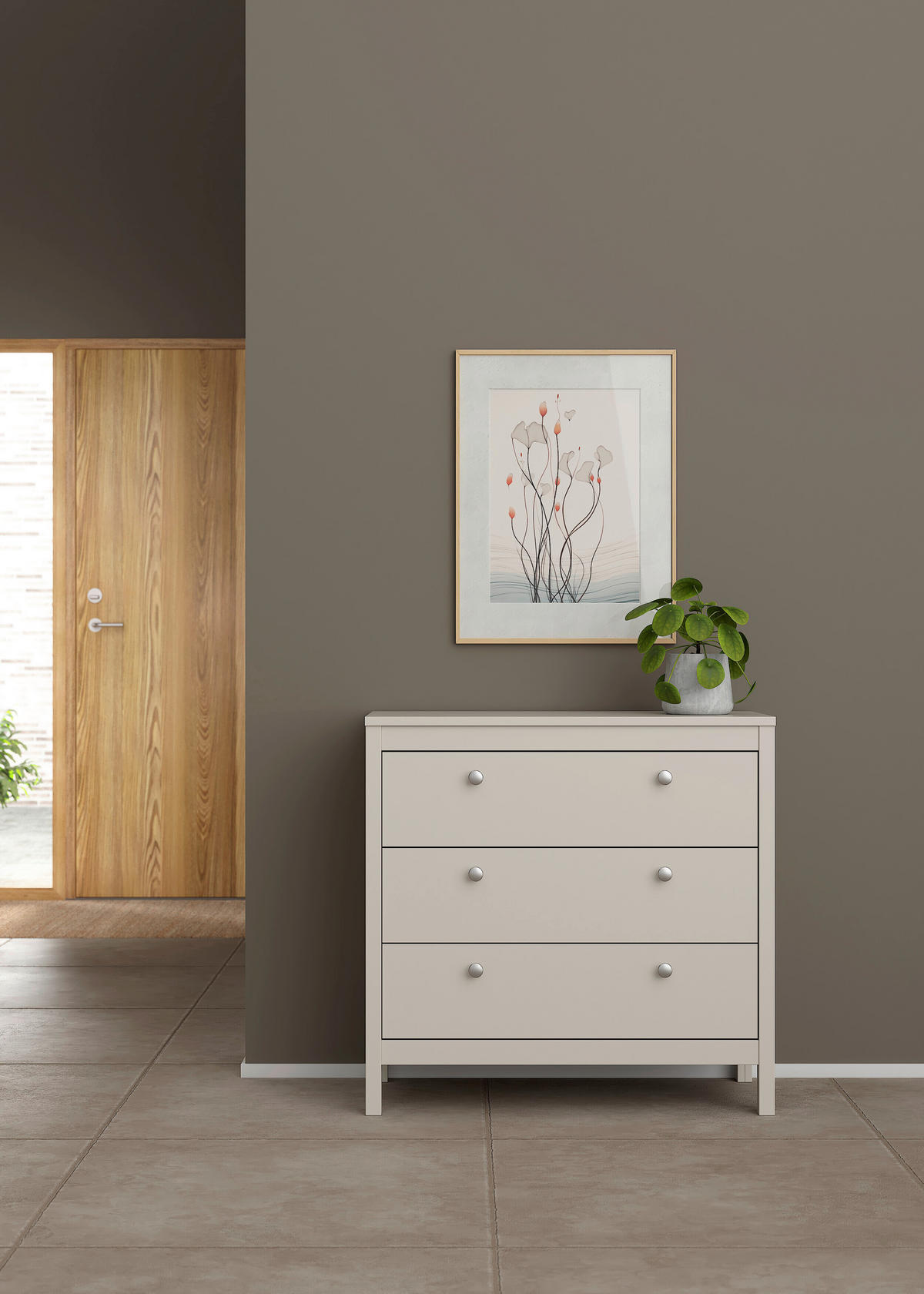 KOMMODE  in 82,3/79,7/38,4 cm  - Kaschmir/Silberfarben, MODERN, Holz/Metall (82,3/79,7/38,4cm) - MID.YOU