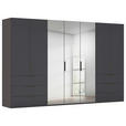 DREHTÜRENSCHRANK 350/235/61 cm,  in Graphitfarben, 7-türig  - Graphitfarben, Basics, Glas/Holzwerkstoff (350/235/61cm) - Novel