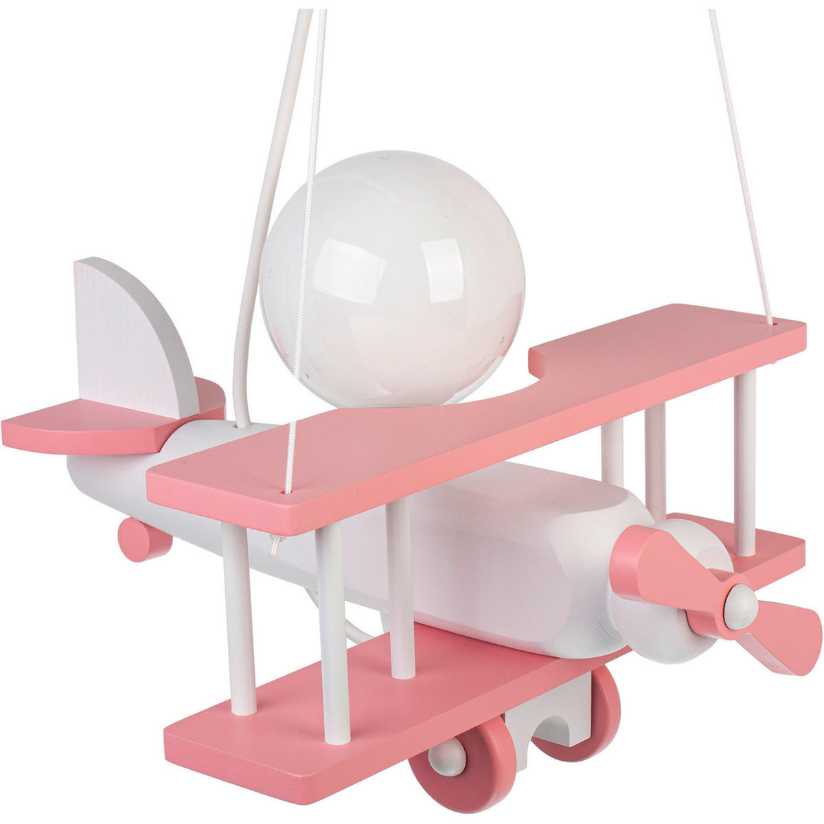 KINDERHÄNGELEUCHTE Flugzeug 42/45/75 cm   - Weiß/Rosa, KONVENTIONELL, Holz (42/45/75cm)