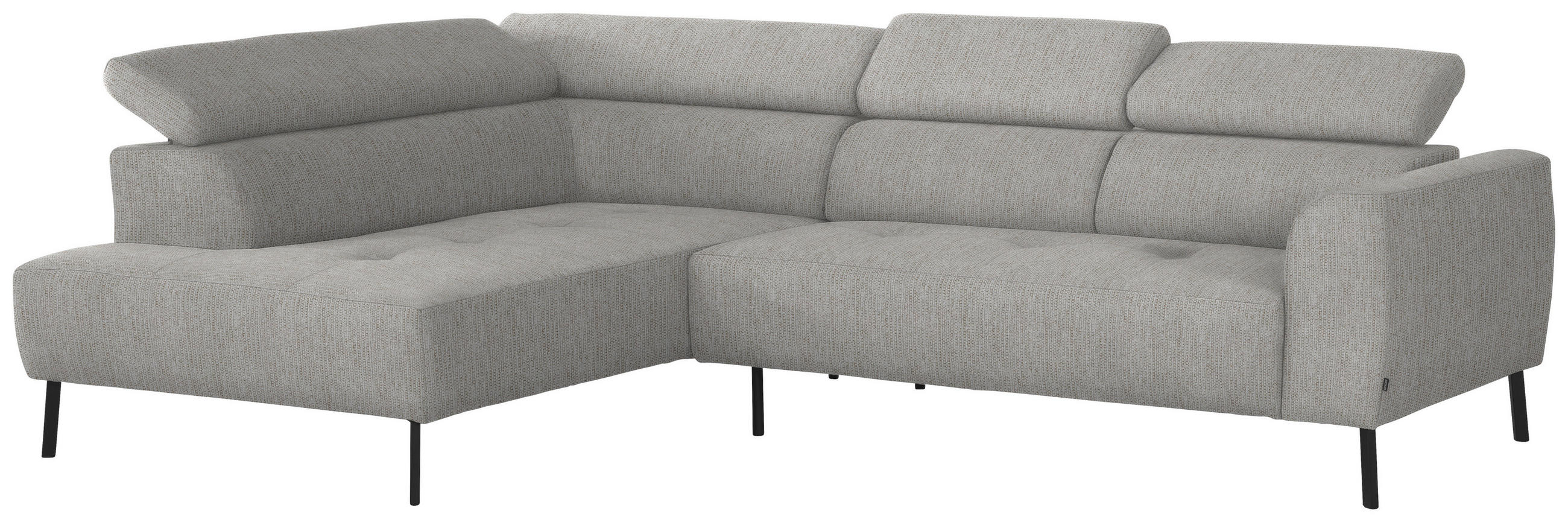 ECKSOFA in Webstoff Beige  - Beige/Schwarz, Design, Textil/Metall (205/280cm) - MID.YOU