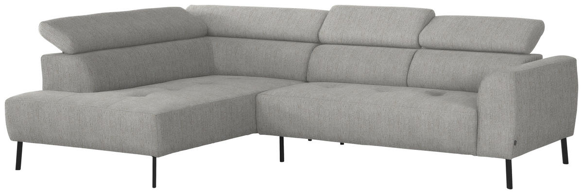 ECKSOFA in Webstoff Beige  - Beige/Schwarz, Design, Textil/Metall (205/280cm) - MID.YOU