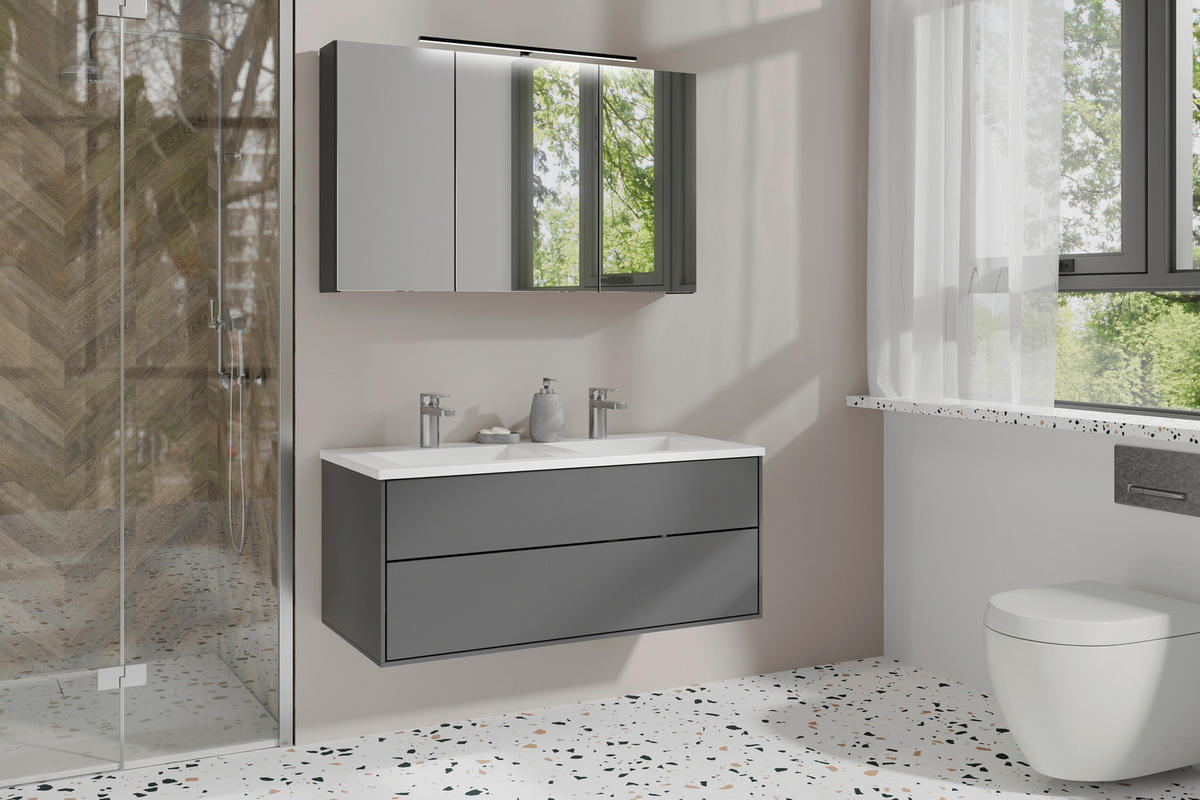 SPIEGELSCHRANK 100/60/20 cm  - Anthrazit, MODERN, Glas/Holzwerkstoff (100/60/20cm) - MID.YOU