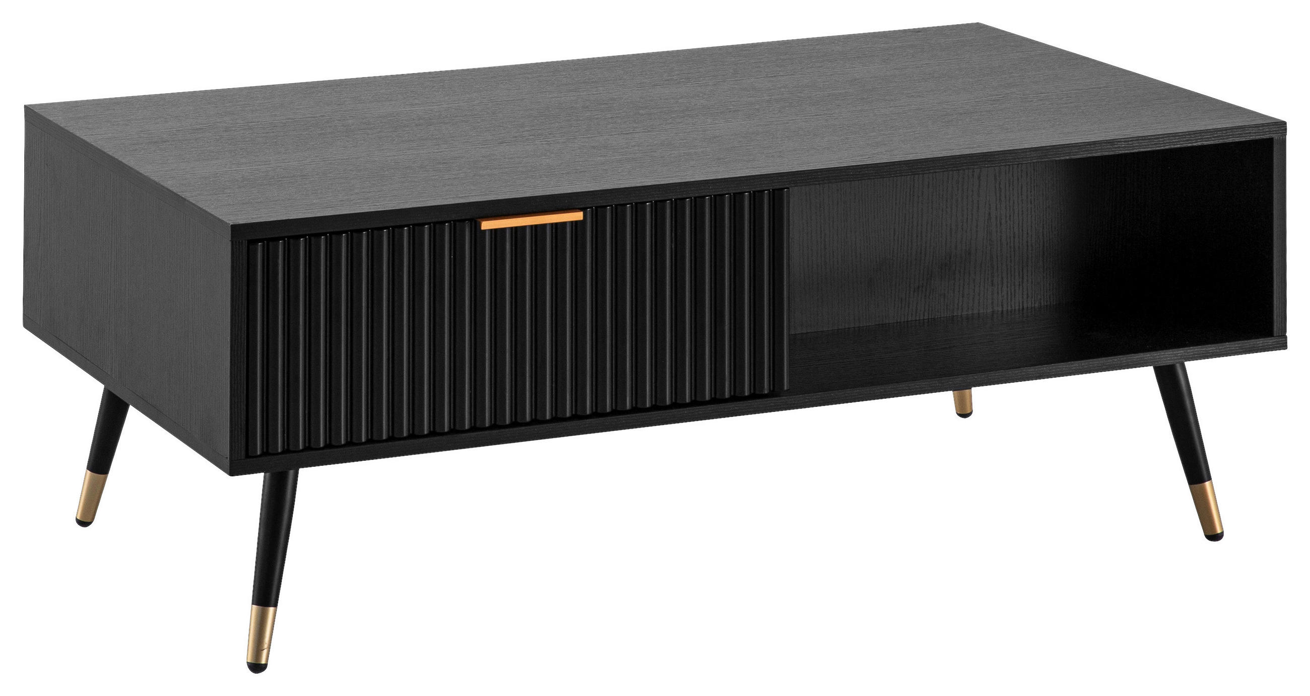 COUCHTISCH 110/60/43 cm rechteckig Schwarz  - Goldfarben/Schwarz, Design, Holzwerkstoff/Metall (110/60/43cm) - MID.YOU