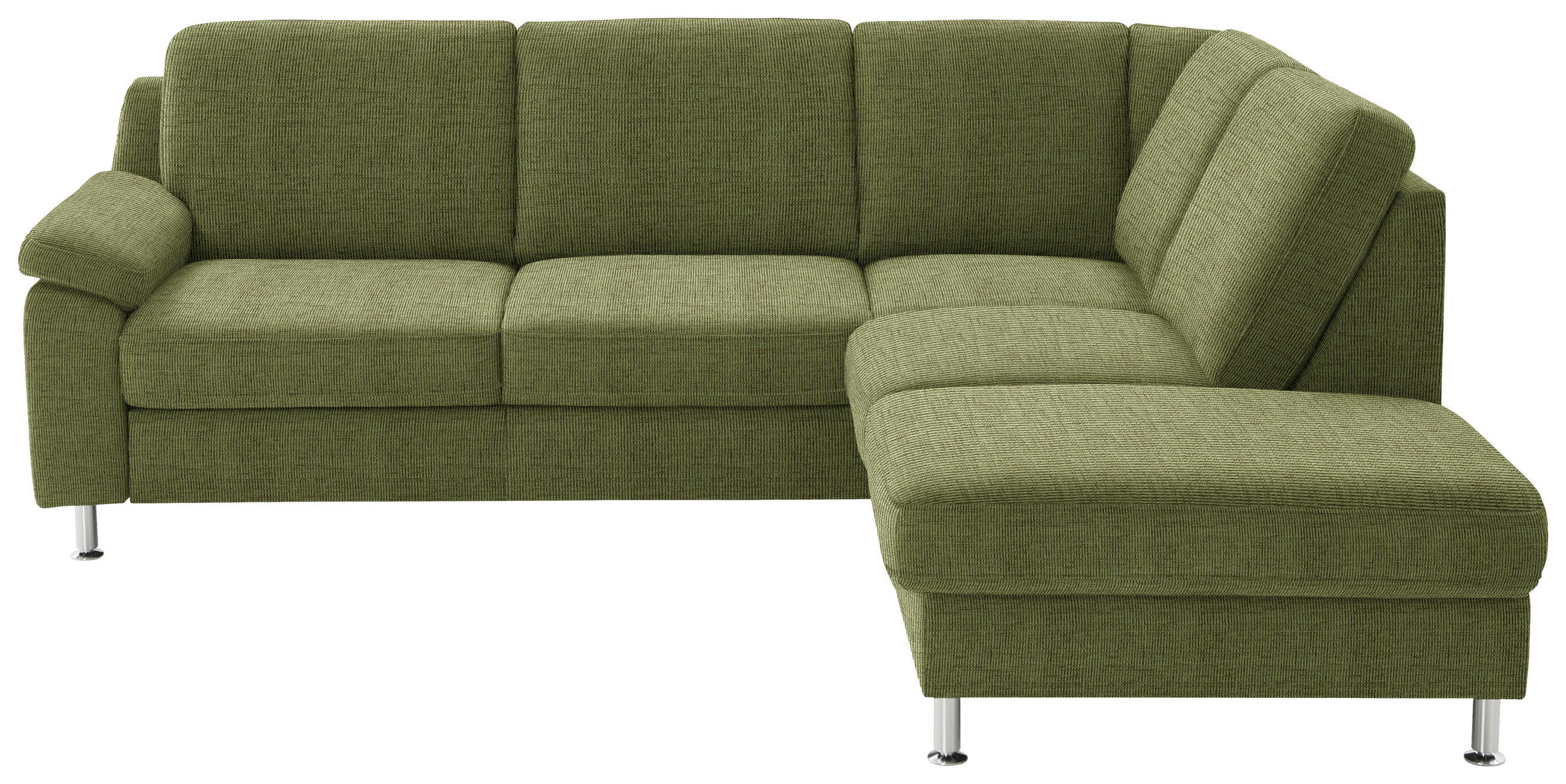 ECKSOFA in Webstoff Grün  241/200 cm  - Alufarben/Grün, KONVENTIONELL, Textil/Metall (241/200cm) - Beldomo System