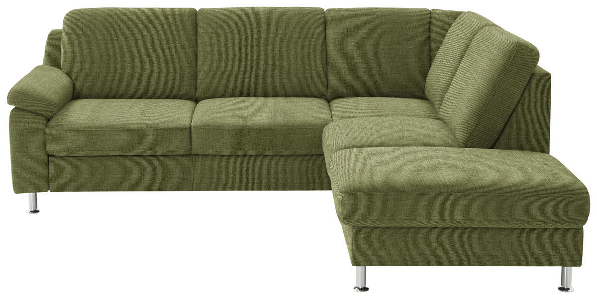 ECKSOFA in Webstoff Grün  - Alufarben/Grün, Konventionell, Textil/Metall (241/200cm) - Beldomo System