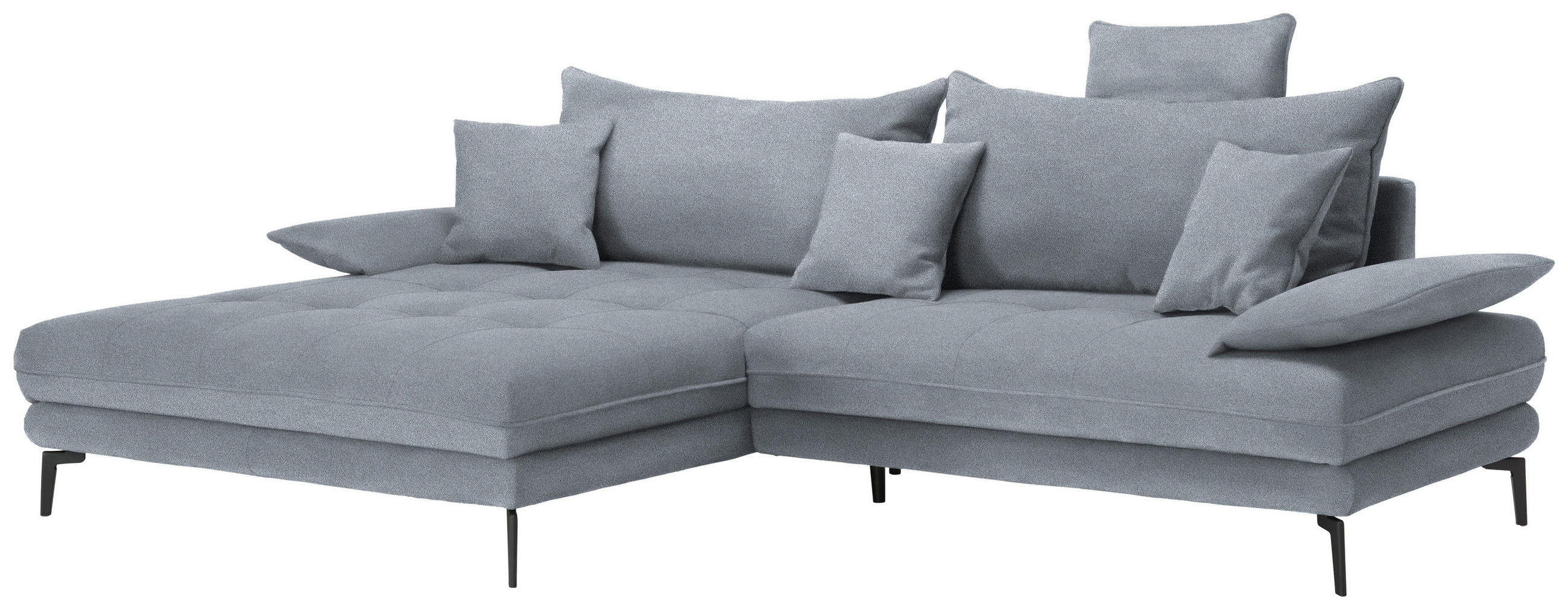 ECKSOFA PRATO Grau Mikrofaser  - Schwarz/Grau, MODERN, Textil/Metall (176/292cm) - MID.YOU