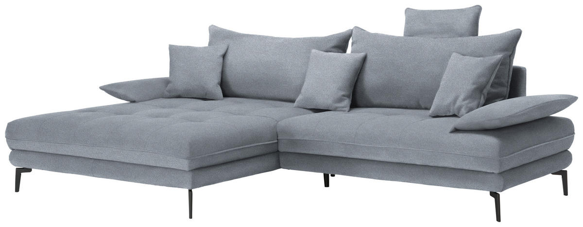 ECKSOFA PRATO Grau Mikrofaser  - Schwarz/Grau, MODERN, Textil/Metall (176/292cm) - MID.YOU