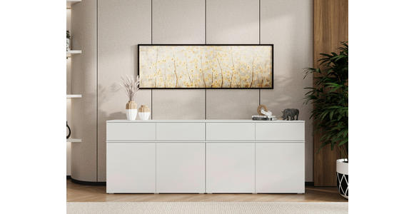SIDEBOARD  220/80/40 cm 4 Schublade(n)  - Silberfarben/Weiß, Design, Holzwerkstoff/Kunststoff (220/80/40cm) - Xora