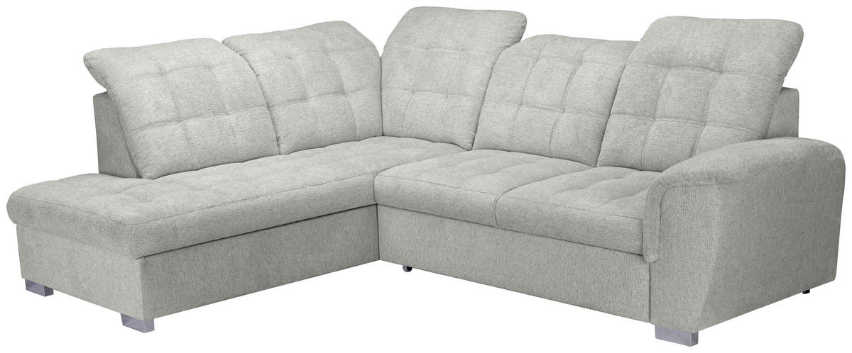 ECKSOFA Beige Chenille  - Chromfarben/Beige, KONVENTIONELL, Kunststoff/Textil (205/260cm) - Carryhome
