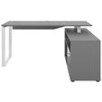 ECKSCHREIBTISCH 160/158/75 cm Weiß, Dunkelgrau Kabeldurchlass, Stauraum, seitenverkehrt montierbar  - Dunkelgrau/Weiß, Basics, Holzwerkstoff/Metall (160/158/75cm) - Novel