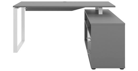 ECKSCHREIBTISCH 160/158/75 cm Weiß, Dunkelgrau Kabeldurchlass, Stauraum, seitenverkehrt montierbar  - Dunkelgrau/Weiß, Basics, Holzwerkstoff/Metall (160/158/75cm) - Novel