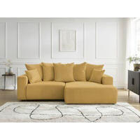 ECKSOFA Ottomane rechts  ATILLA Gelb Flachgewebe  - Gelb/Schwarz, MODERN, Kunststoff/Textil (244/149cm)