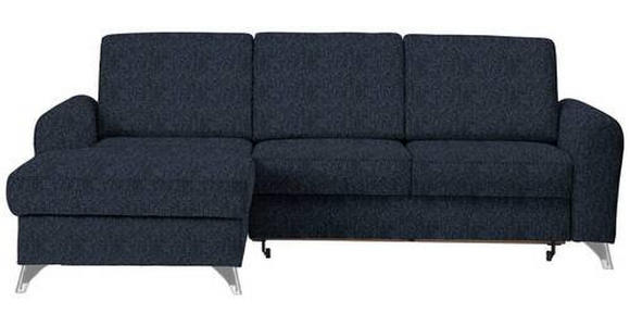 ECKSOFA in Flachgewebe Dunkelblau  - Silberfarben/Dunkelblau, Design, Textil/Metall (167/244cm) - Cantus