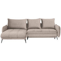 ECKSOFA Beige Flachgewebe  - Beige/Schwarz, LIFESTYLE, Textil/Metall (180/273cm) - Hom`in