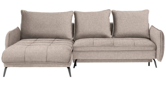 ECKSOFA Beige Flachgewebe  - Beige/Schwarz, LIFESTYLE, Textil/Metall (180/273cm) - Hom`in