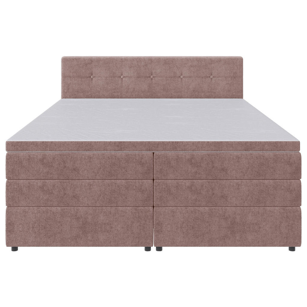 Thumbnail - Carryhome Boxspringbett, Hellrot, Textil, H3, Höhe ca. 18 cm, 200x200 cm, gepolstertes Kopfteil, Topper durchgehend, in ...