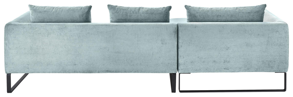 ECKSOFA in Cord Hellblau  - Schwarz/Hellblau, Konventionell, Textil/Metall (178/284cm) - Hom`in