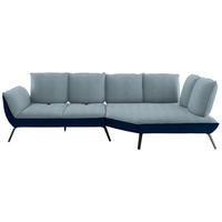 ECKSOFA Flachgewebe Blau  - Blau/Schwarz, Design, Textil/Metall (320/169cm) - Moderano
