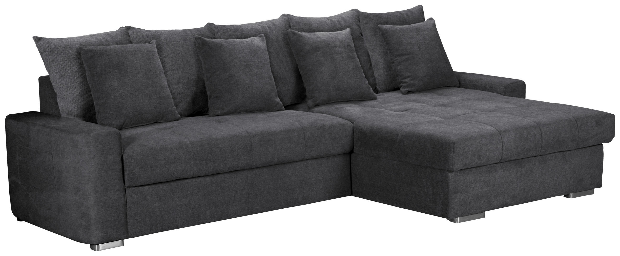 ECKSOFA Mikrofaser Dunkelgrau  - Dunkelgrau/Silberfarben, Modern, Holz/Textil (293/164cm) - MID.YOU