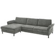 ECKSOFA in Chenille, Flachgewebe Dunkelgrau  175/316 cm  - Dunkelgrau/Schwarz, Design, Textil/Metall (175/316cm) - Dieter Knoll