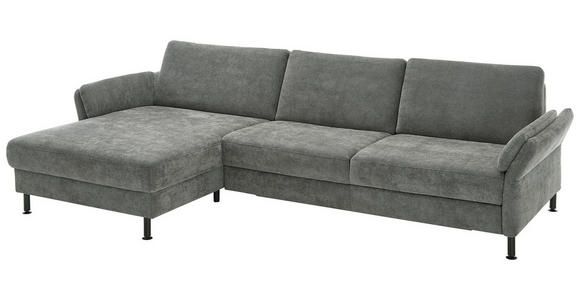 ECKSOFA in Chenille, Flachgewebe Dunkelgrau 175/316 cm - Dunkelgrau/Schwarz, Design, Textil/Metall (175/316cm) - Dieter Knoll