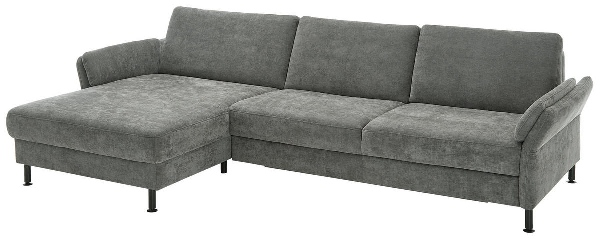 ECKSOFA in Chenille, Flachgewebe Dunkelgrau  - Dunkelgrau/Schwarz, Design, Textil/Metall (175/316cm) - Dieter Knoll