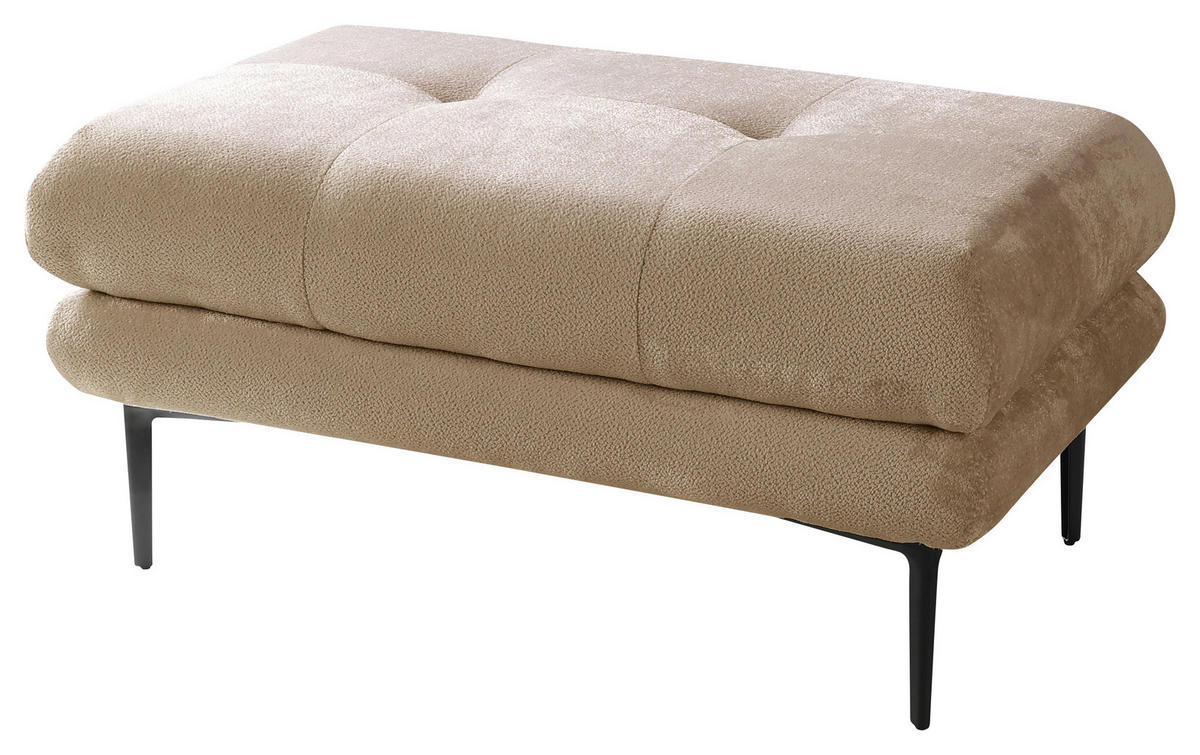 HOCKER in Textil Beige  - Beige/Schwarz, Design, Textil/Metall (80/48/80cm) - MID.YOU