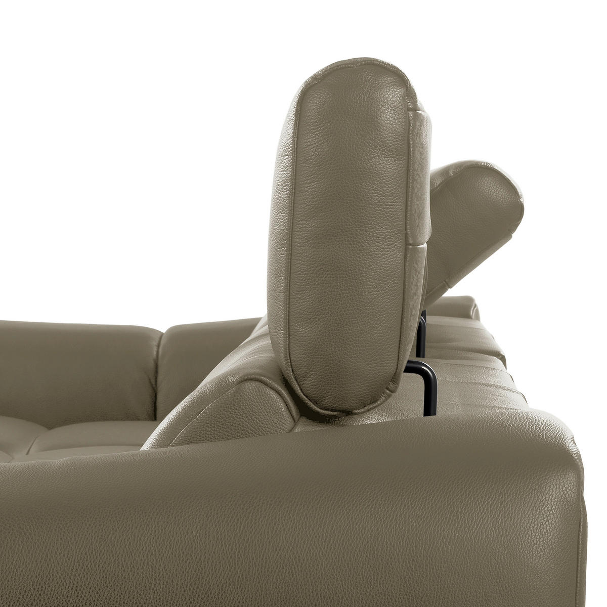 ECKSOFA AVEIRO Taupe Echtleder Bettkasten, Kopfteilverstellung, Sitzvorzug  - Taupe/Schwarz, Design, Leder/Kunststoff (177/274cm) - Livetastic
