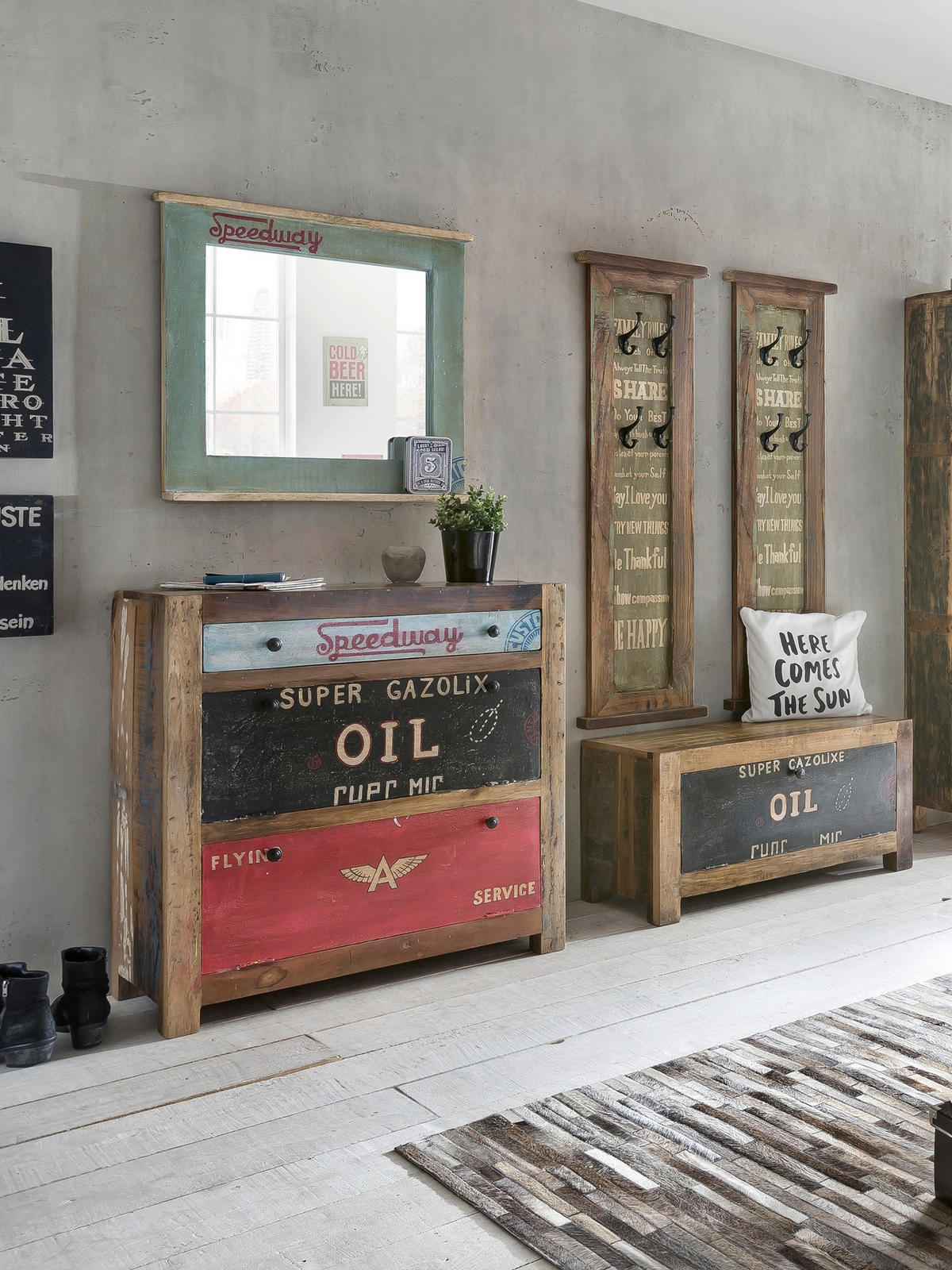 GARDEROBENPANEEL  in 35/110/8 cm  - Multicolor/Schwarz, Design, Holz/Metall (35/110/8cm) - MID.YOU