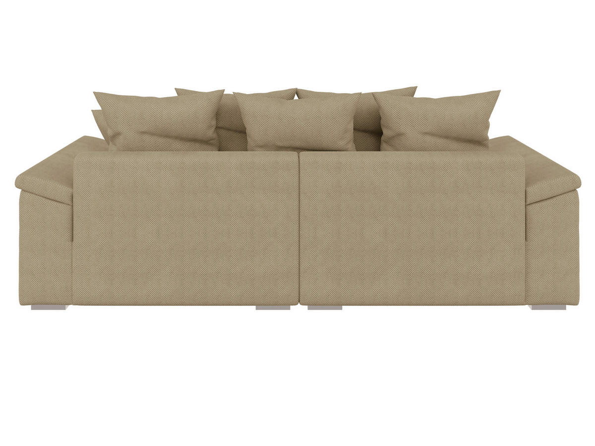 BIGSOFA TERMINI Velours, Webstoff Beige  - Beige/Naturfarben, Design, Holz/Textil (260/98/123cm) - MID.YOU