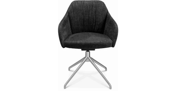 ARMLEHNSTUHL in Aluminium Velours - Graphitfarben/Alufarben, Design, Textil/Metall (58/81,5-84,5/60cm) - Johann Jakob