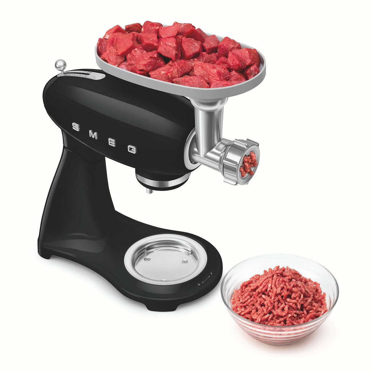 KÜCHENMASCHINE 50´S STYLE SMF05CREU  - Alufarben/Schwarz, Basics, Metall (40,2/37,8/22,1cm) - SMEG