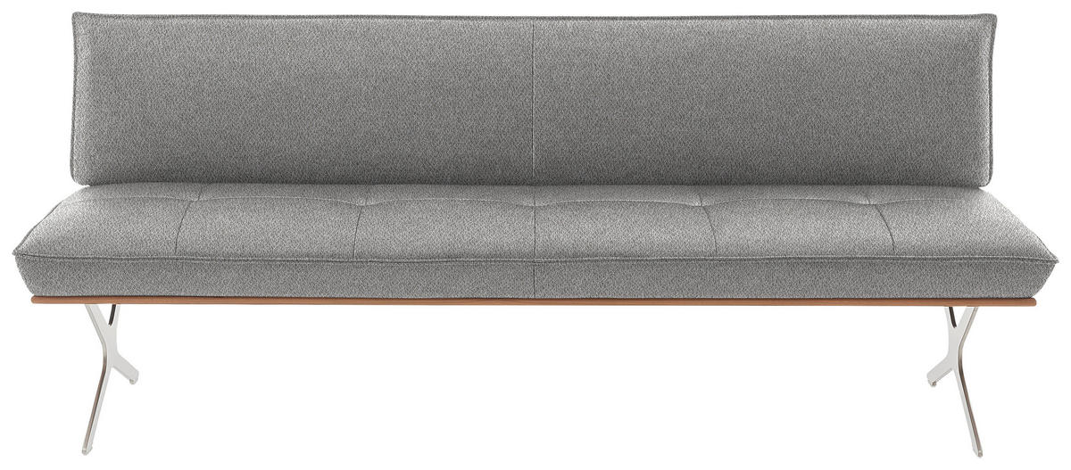SITZBANK in Holz, Textil Nussbaumfarben, Nickelfarben, Ecru  - Ecru/Edelstahlfarben, Design, Holz/Textil (214/88/66cm) - Koinor