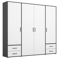 DREHTÜRENSCHRANK 187/194/53 cm,  in Grau, Weiß, 4 Tür(en)  - Weiß/Grau, MODERN, Holzwerkstoff/Kunststoff (187/194/53cm) - Rauch Möbel