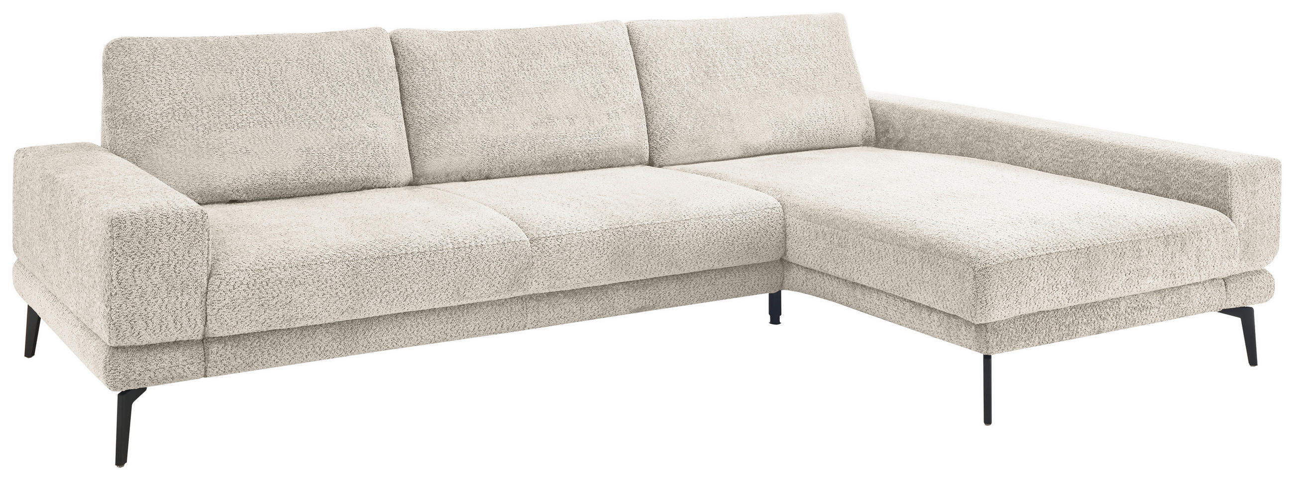 ECKSOFA Sandfarben Chenille  - Sandfarben/Schwarz, KONVENTIONELL, Textil/Metall (294/184cm) - SetOne by Musterring
