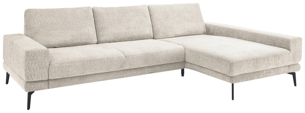ECKSOFA Sandfarben Chenille  - Sandfarben/Schwarz, KONVENTIONELL, Textil/Metall (294/184cm) - SetOne by Musterring