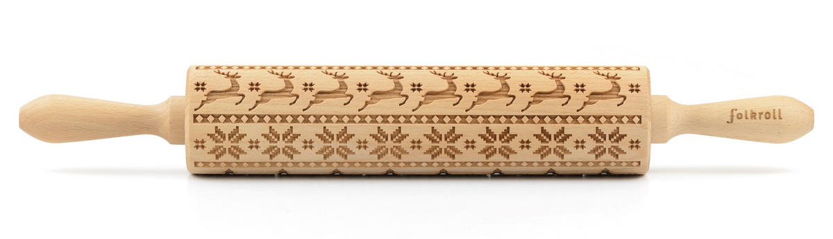 MOTIV-TEIGROLLE - Naturfarben, Basics, Holz (43/6/6cm) - Folkroll