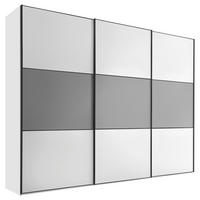 SCHWEBETÜRENSCHRANK  in Weiß, Hellgrau  - Hellgrau/Schwarz, Design, Holzwerkstoff/Metall (280/222/68cm) - Moderano