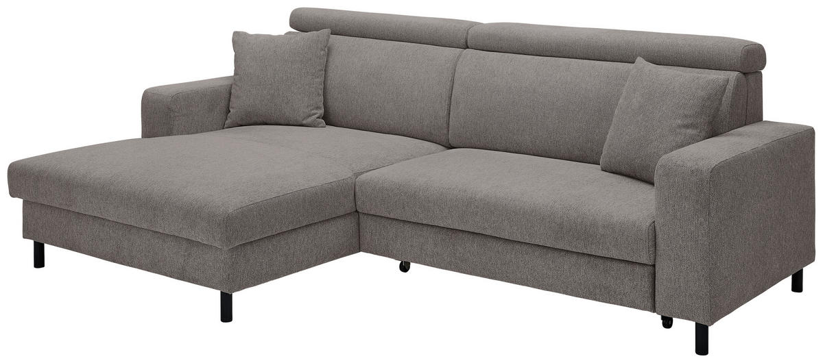 ECKSOFA Ottomane links, Eckteil  Dunkelgrau Flachgewebe  - Dunkelgrau/Schwarz, Design, Textil/Metall (166/262cm) - Xora