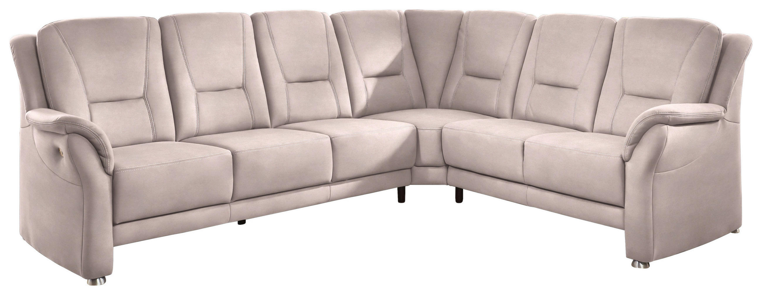 ECKSOFA in Mikrofaser Rosa  - Beige/Alufarben, Konventionell, Textil/Metall (275/223cm) - Beldomo Comfort