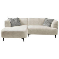 ECKSOFA Creme Struktur  - Creme/Schwarz, Design, Textil/Metall (158/247cm) - MID.YOU