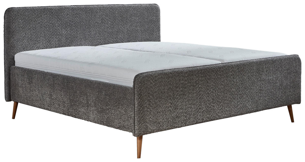 POLSTERBETT 180/200 cm  Grau  - Buchefarben/Grau, Konventionell, Holz/Holzwerkstoff (180/200cm) - Carryhome