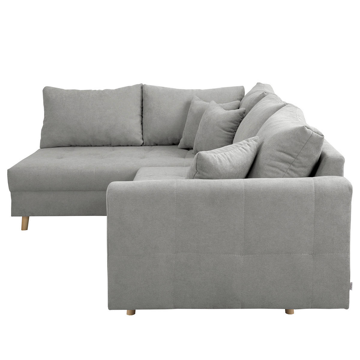 ECKSOFA Ariella Grau Mikrofaser  - Naturfarben/Grau, Design, Holz/Textil (161/231cm) - Livetastic