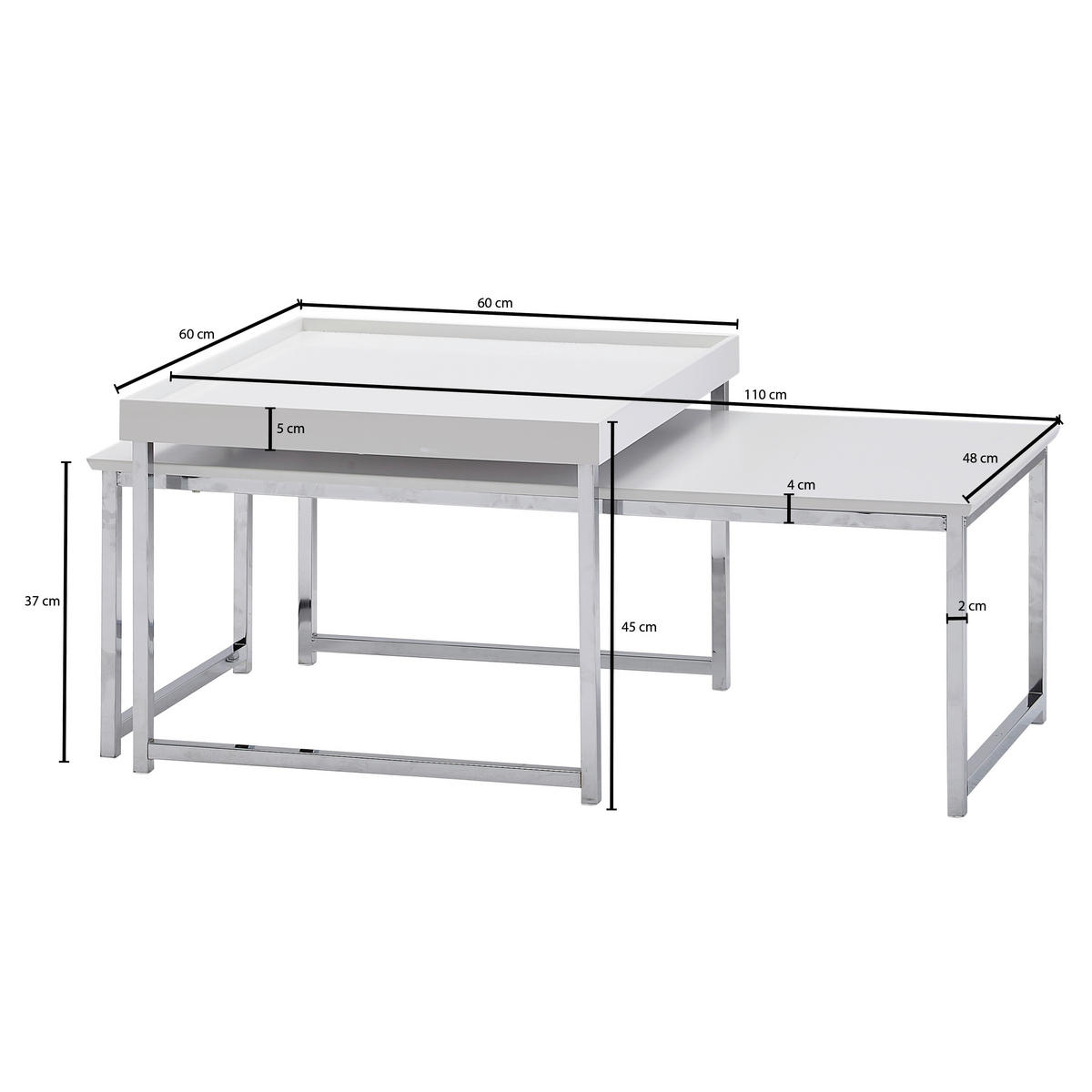 SET MIZ, bela  - barve kroma/bela, Moderno, kovina/leseni material (110/37/48cm) - MID.YOU