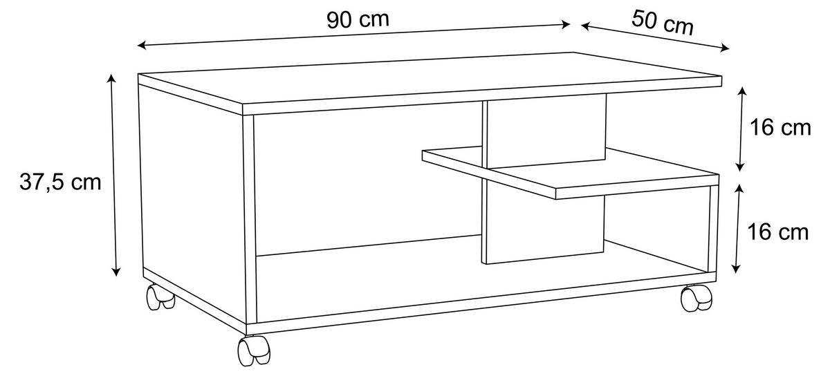 COUCHTISCH in Holzwerkstoff 90/50/38 cm  - Eichefarben, MODERN, Holzwerkstoff/Kunststoff (90/50/38cm) - MID.YOU
