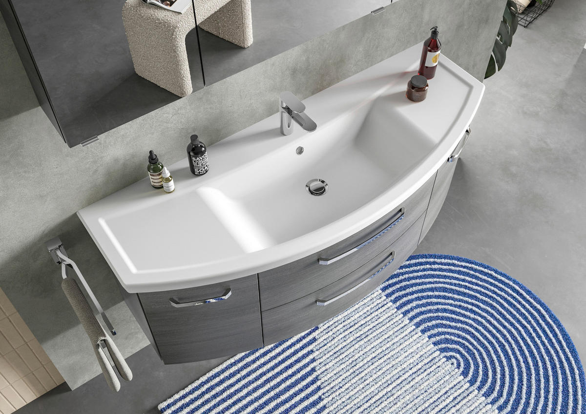 BADEZIMMER 3-teilig  in 135 cm  - Chromfarben/Graphitfarben, MODERN, Glas/Keramik (135cm) - Sadena