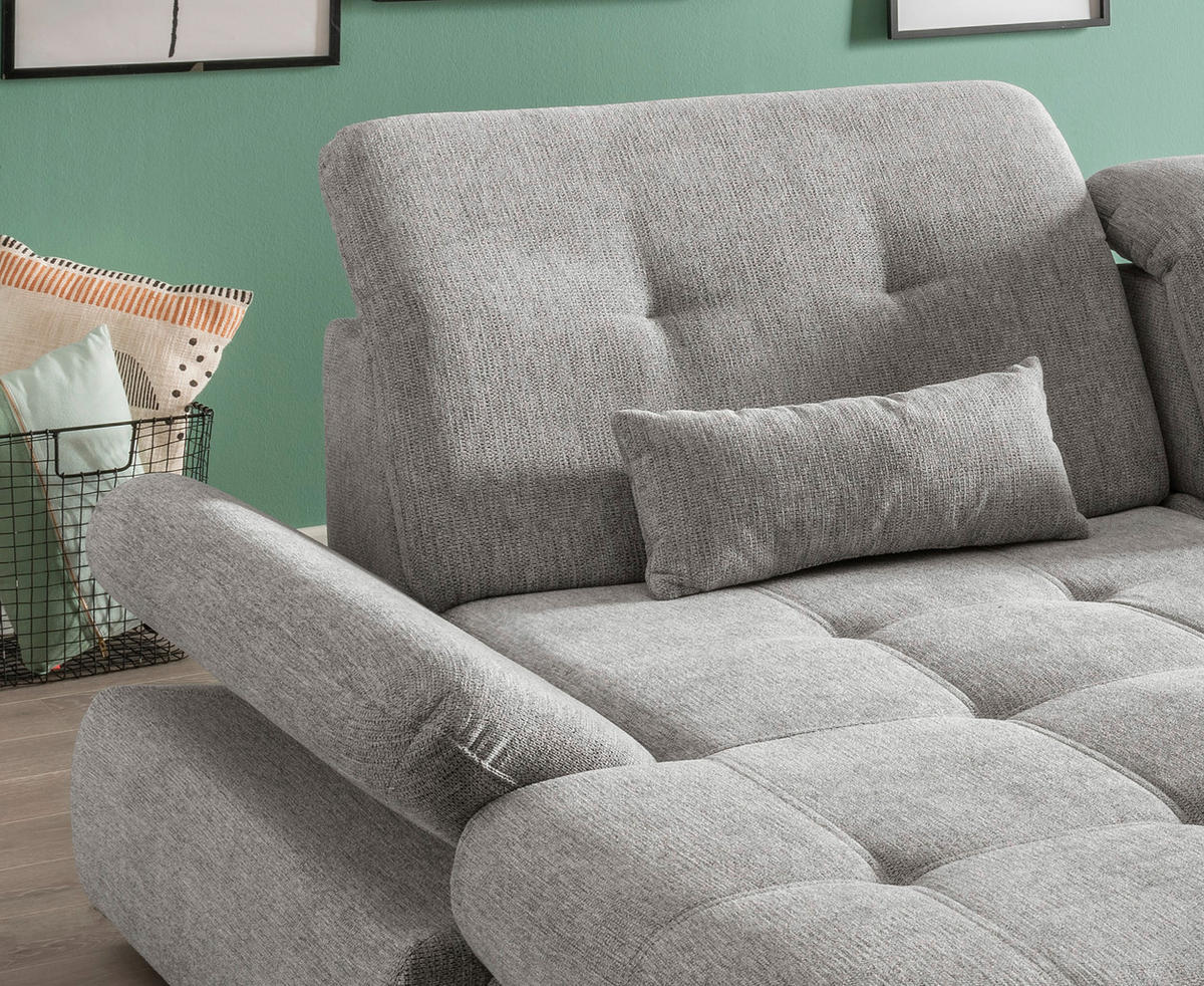 ECKSOFA Silberfarben Chenille  - Chromfarben/Silberfarben, Design, Textil/Metall (196/300cm) - Livetastic