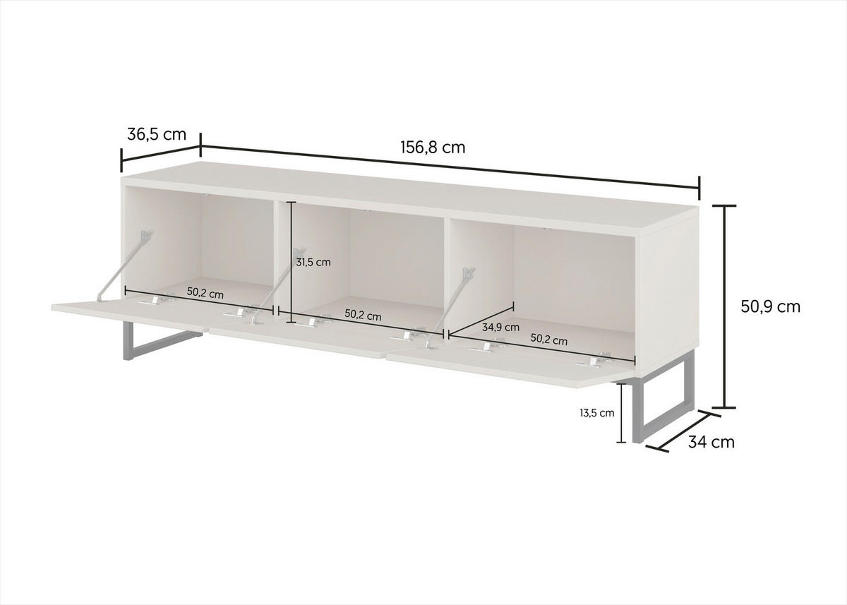 LOWBOARD Alto 156,8/50,9/36,5 cm  stehend  - Kaschmir/Schwarz, Design, Holzwerkstoff/Metall (156,8/50,9/36,5cm) - MID.YOU