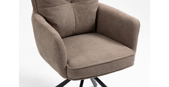 ARMLEHNSTUHL in Eisen Cord - Schwarz/Braun, Design, Textil/Metall (60/95/67cm) - Novel